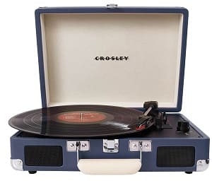 Crosley Plattenspieler - Crosley Cruiser Turntable Tragbarer Schallplattenspieler mit eingebauten Stereo-Lautsprechern im "Aktenkoffer"-Design mit EU Netzstecker - Blau
