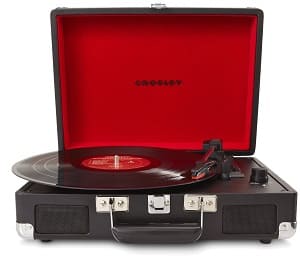 Crosley Plattenspieler - Crosley Cruiser Turntable Tragbarer Schallplattenspieler mit eingebauten Stereo-Lautsprechern im "Aktenkoffer"-Design mit EU Netzstecker - Schwarz