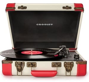 Crosley Plattenspieler - Crosley CR6019A-RD Executive Turntable Plattenspieler im "Aktenkoffer Design" mit drei Geschwindigkeiten und eingebauten Stereolautsprechern, USB-fähig, AC-Netzadapter (UK)