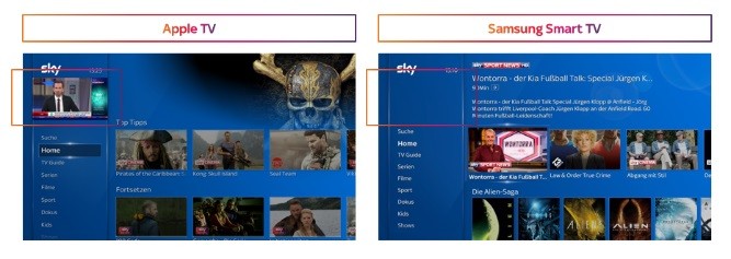 sky q app unterschiede